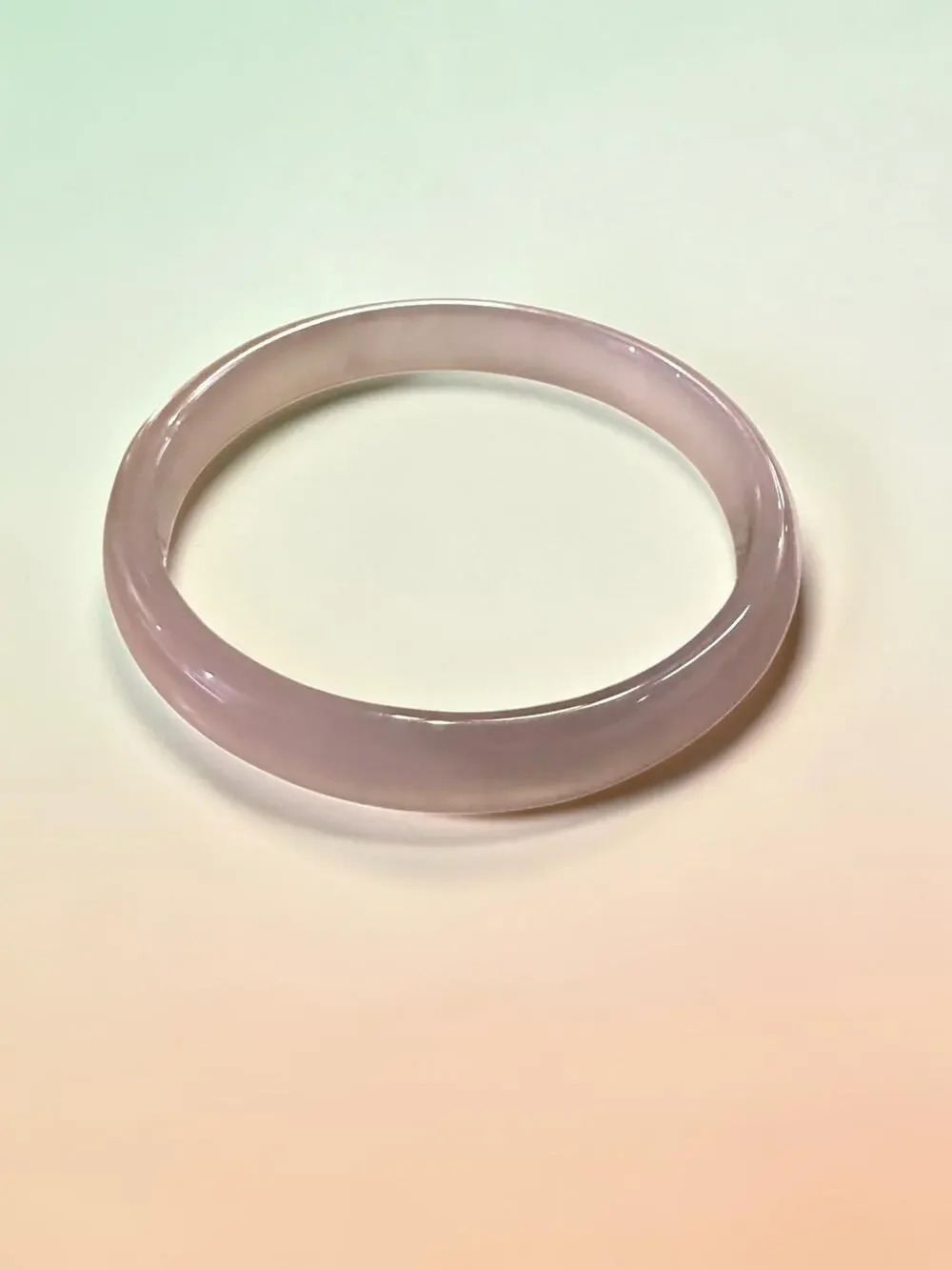 Vintage Rose Quartz Translucent Pink Stone Bangle Bracelet Minimalist 10